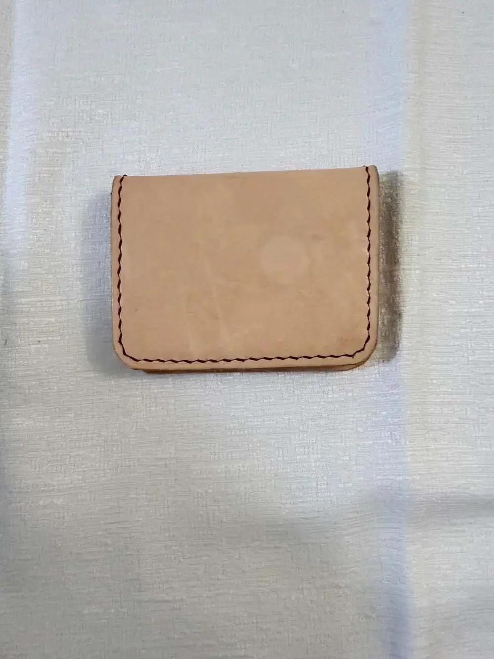 WTM Leather Hand-Stitched Vegetable Tanned Natural Card Holder Wallet